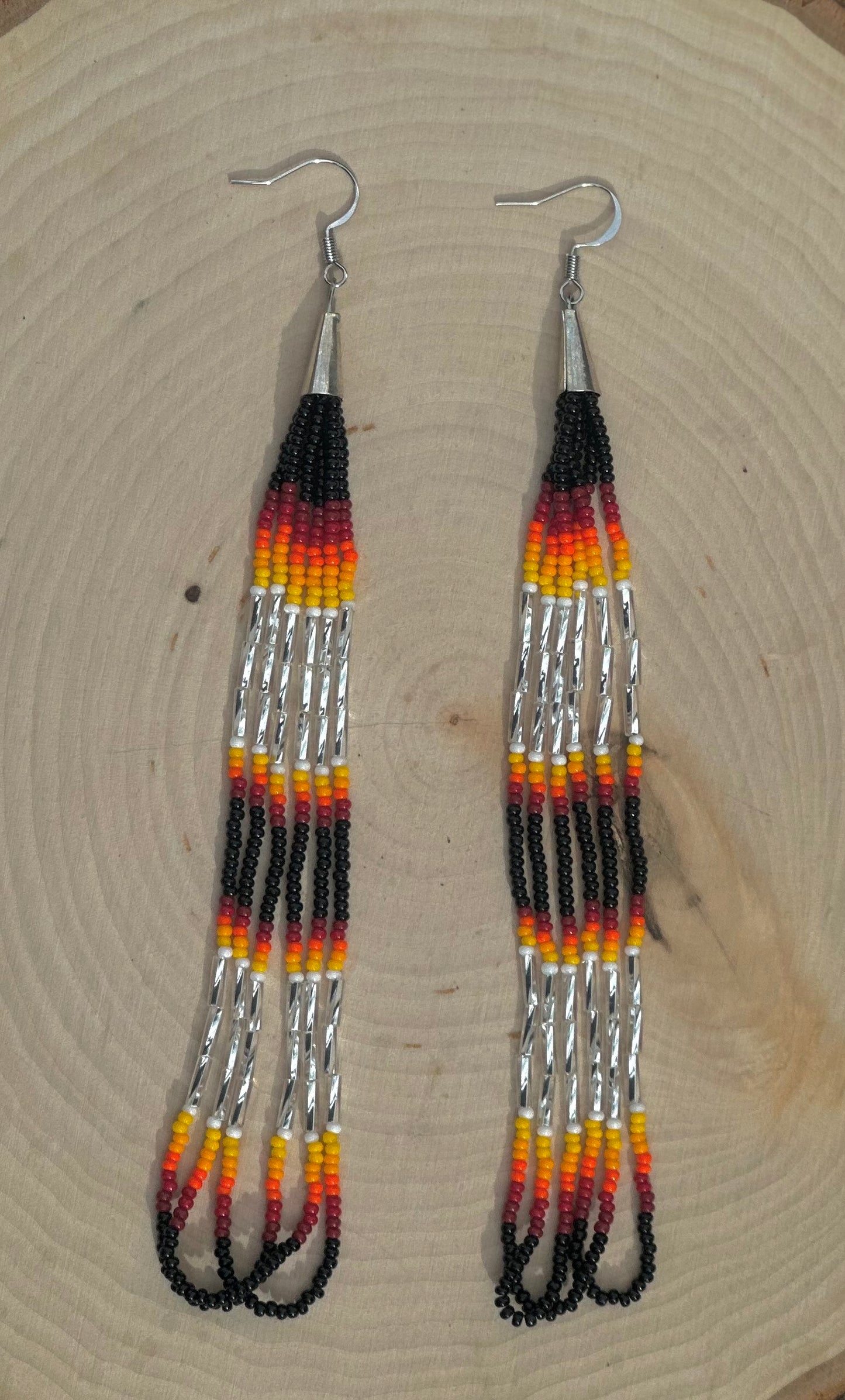 Black bugle cone earrings