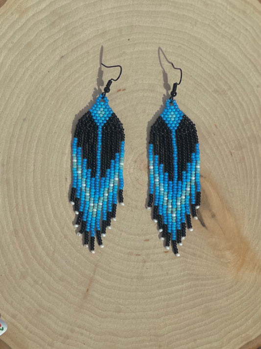 Icy blue fringe earrings