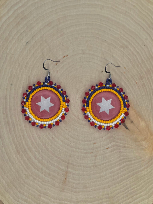 Tulsa flag beaded earrings